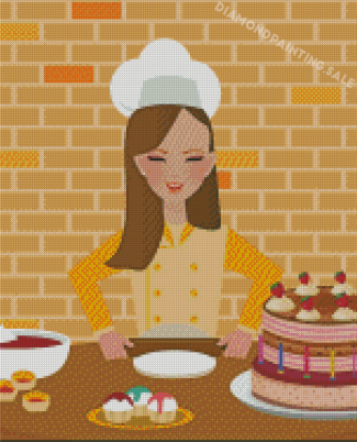Woman Baking Cake Diamond Painting