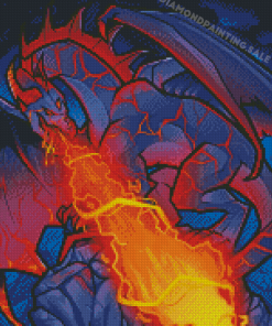Dragon Breathing Fire Illustration Diamond Painting