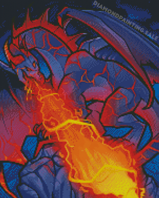 Dragon Breathing Fire Illustration Diamond Painting