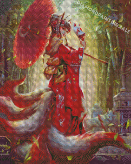 Nine Tail Fox Woman Diamond Painting