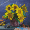 Sunflowers Basket On Table Diamond Painting