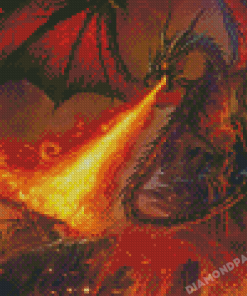 Aesthetic Dragon Breathing Fire Diamond Painting