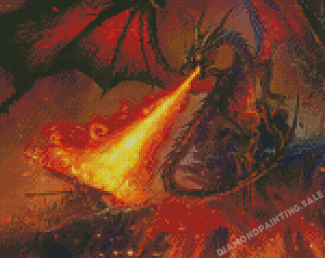 Aesthetic Dragon Breathing Fire Diamond Painting