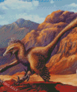 Aesthetic Velociraptor Illustration Diamond Painting