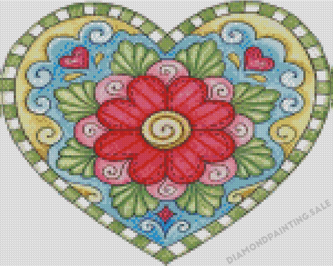 Aesthetic Floral Mandala Heart Diamond Painting