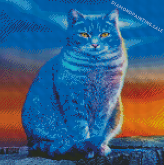 Blue Cat Diamond Painting