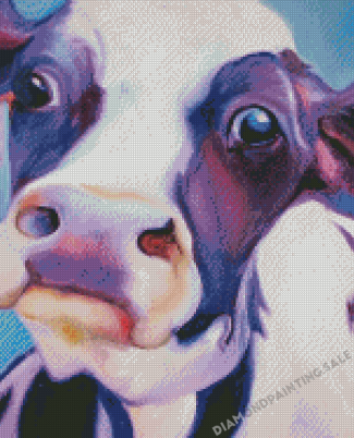Purple Cow Close Up Diamond Painting