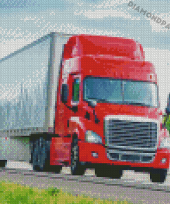 Red Semi Truck Diamond Painting