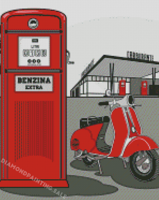 Red Lambretta Diamond Painting