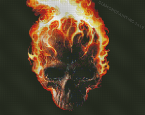 Skeleton Head On Fire Diamond Painting