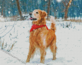 Beige Winter Dog Diamond Painting