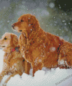 Brown Winter Dog Diamond Painting