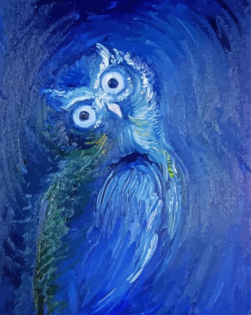 Abstract Mystic Blue Owl Diamond Painting