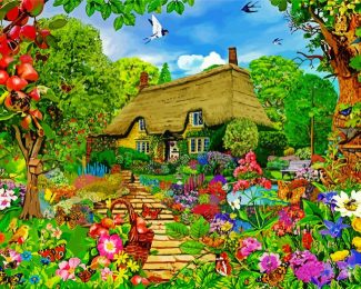 Cottage Garden Cartoon Diamond Painting