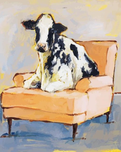 Cow On Chair Art Diamond Painting