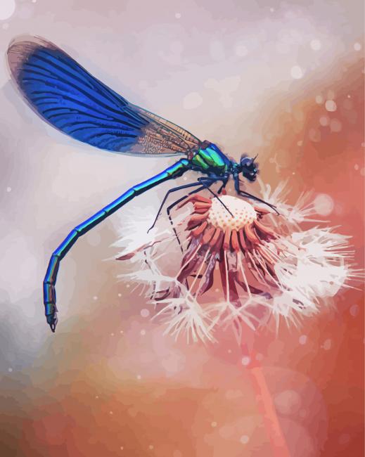 Dragonfly And Dandelion Diamond Painting