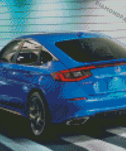 Blue Honda Hatchback Car Diamond Painting