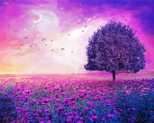 Purple Tree Diamond Painting