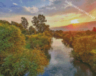 Jordan River At Sunset Diamond Painting