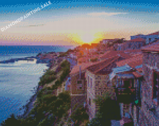 Lesbos Buildings At Sunset Diamond Painting