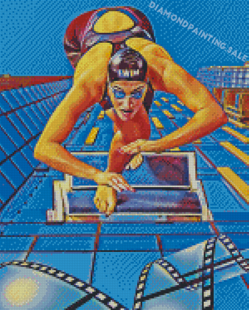 Swimmer In Swimming Competition Art Diamond Painting