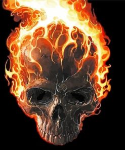 Skeleton Head On Fire Diamond Painting