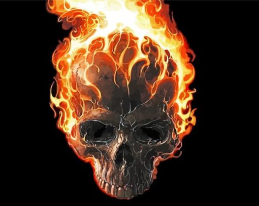 Skeleton Head On Fire Diamond Painting