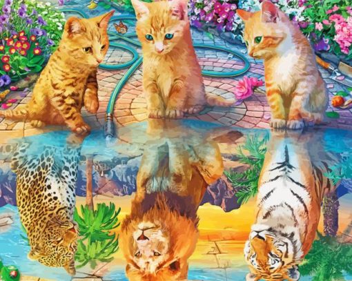 Aesthetic Cats Water Reflection Diamond Painting