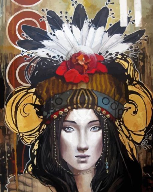 American Native Girl By Sophie Wilkins Diamond Painting