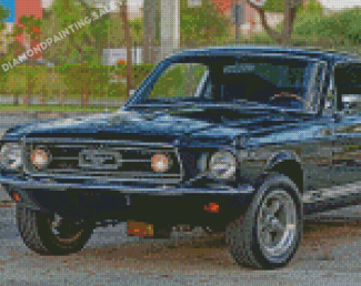Black Mustang Car 1967 Diamond Painting