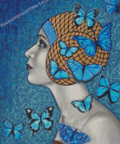 Blue Lady And Butterfly Diamond Painting