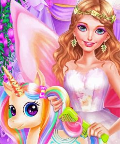 Cute Princess And Unicorn Diamond Painting