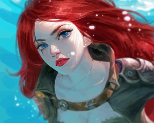 Cute Red Hair Woman In Water Diamond Painting
