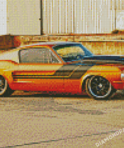 Orange Mustang Car 1967 Diamond Painting
