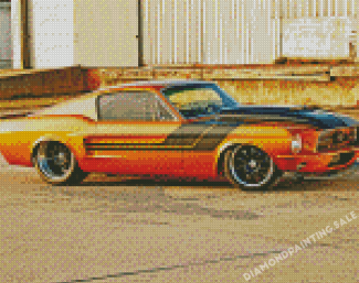 Orange Mustang Car 1967 Diamond Painting