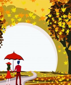 Romantic Couple On An Autumn Walk Diamond Painting