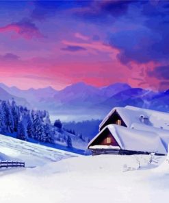 Sunset Landscape Snow Diamond Painting