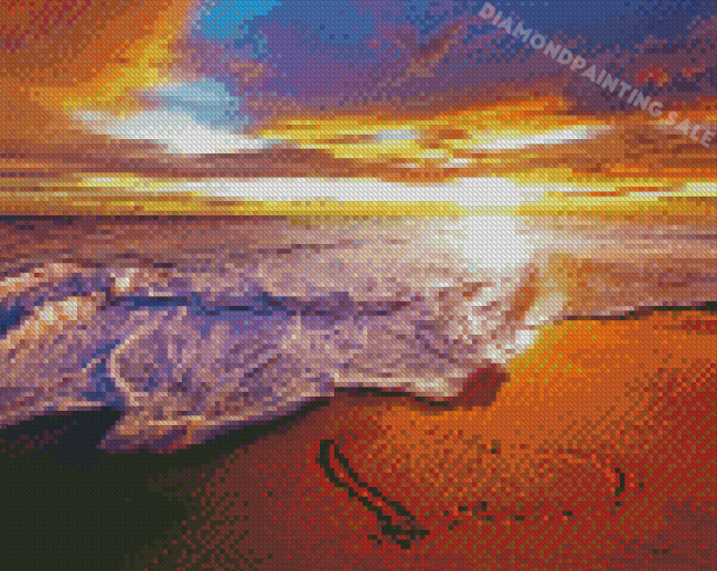 Beach With Heart Sunset Diamond Painting