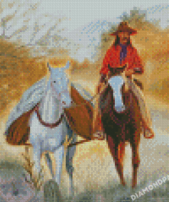 Cowboy In Arizona Art Illustration Diamond Painting