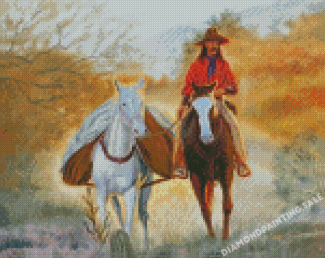Cowboy In Arizona Art Illustration Diamond Painting