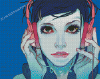 Girl With Headphones Illustration Diamond Painting