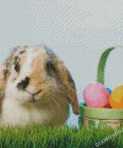 Aesthetic Bunny With Eggs Diamond Painting