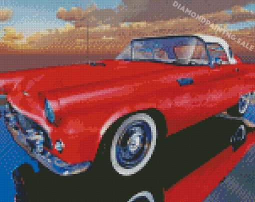 Red Tbird Car Diamond Painting