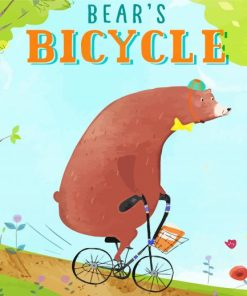 Bear On Bike Cartoon Art Diamond Painting