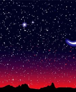 Crescent Moon Starry Night Diamond Painting