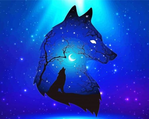 Fantasy Blue Wolf Diamond Painting
