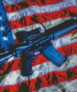 Gun And American Flag Diamond Painting