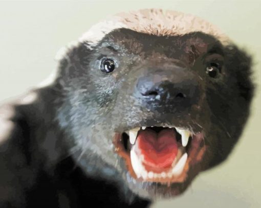 Honey Badger Head Diamond Painting