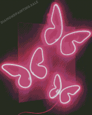 Neon Hot Pink Butterflies Diamond Painting