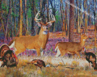 Deer And Turkey Animals Diamond Painting